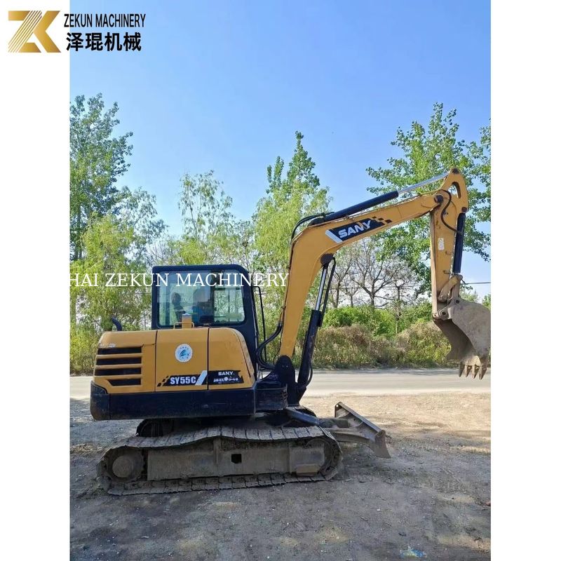 ใช้ Sany SY55C-9 Excavator 5.5 ตันน้ําหนักการทํางานสีเดิม