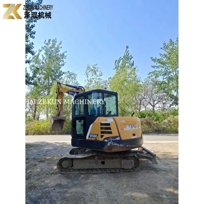 ใช้ Sany SY55C-9 Excavator 5.5 ตันน้ําหนักการทํางานสีเดิม