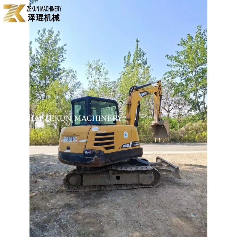 ใช้ Sany SY55C-9 Excavator 5.5 ตันน้ําหนักการทํางานสีเดิม