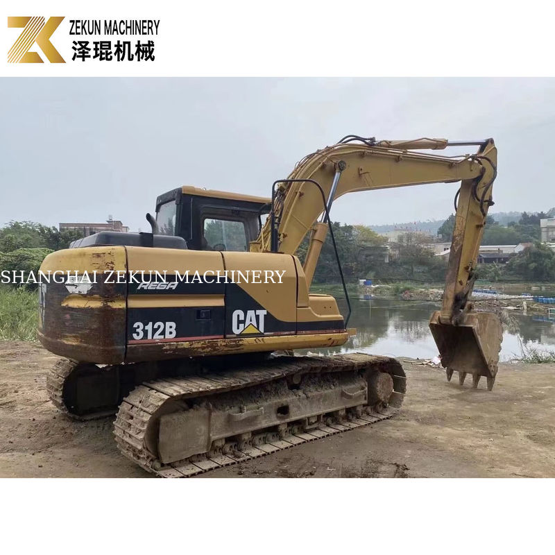 ปี 2000 แคท 312B เครื่องขุดแคลนมือสอง 12 ตัน 63KW เครื่องขุดมือสอง