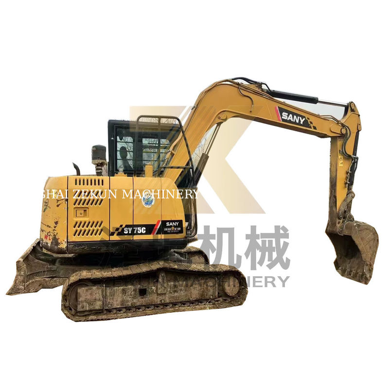 เครื่องขุด Sany SY75C ที่ใช้ในเซี่ยงไฮ้ ขนาด 55 KW พลังงานและน้ําหนัก 7000 KG